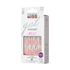 KISS Gel Fantasy Jelly Nails in medium size with translucent pink nails featuring silver glitter tips and black confetti accents, includes 28 sculpted nails and glue.