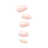 Set of five glossy, pale pink press-on nails in varying sizes displayed on a plain background for easy selection and application.