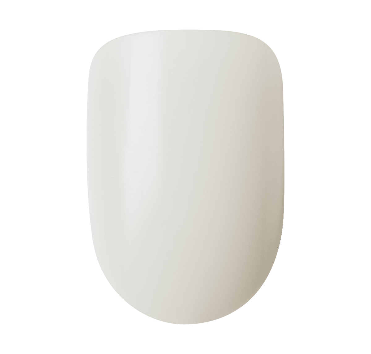 Smooth, off-white artificial nail tip with an active oval shape, shown from a top-down view against a plain background.