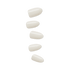 Set of five medium-sized, press-on artificial nails in a glossy, creamy off-white shade arranged vertically on a transparent background.