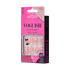 Bright pink and purple packaging for KISS Voguish Fantasy glow-in-the-dark Halloween nails, medium size, shows 8 sculpted false nails with ghost, bat, and moon designs.