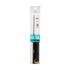 Black professional pin tail parting comb with metal tail, packaged in white backing card with blue label reading \