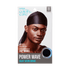 Packaging for KISS Colors & Care Power Wave Silky Satin Durag in black, featuring a man wearing the durag, with text highlighting 40\
