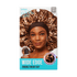 Packaging showing a smiling woman wearing a leopard-print silky satin cap with a black wide edge band, labeled \