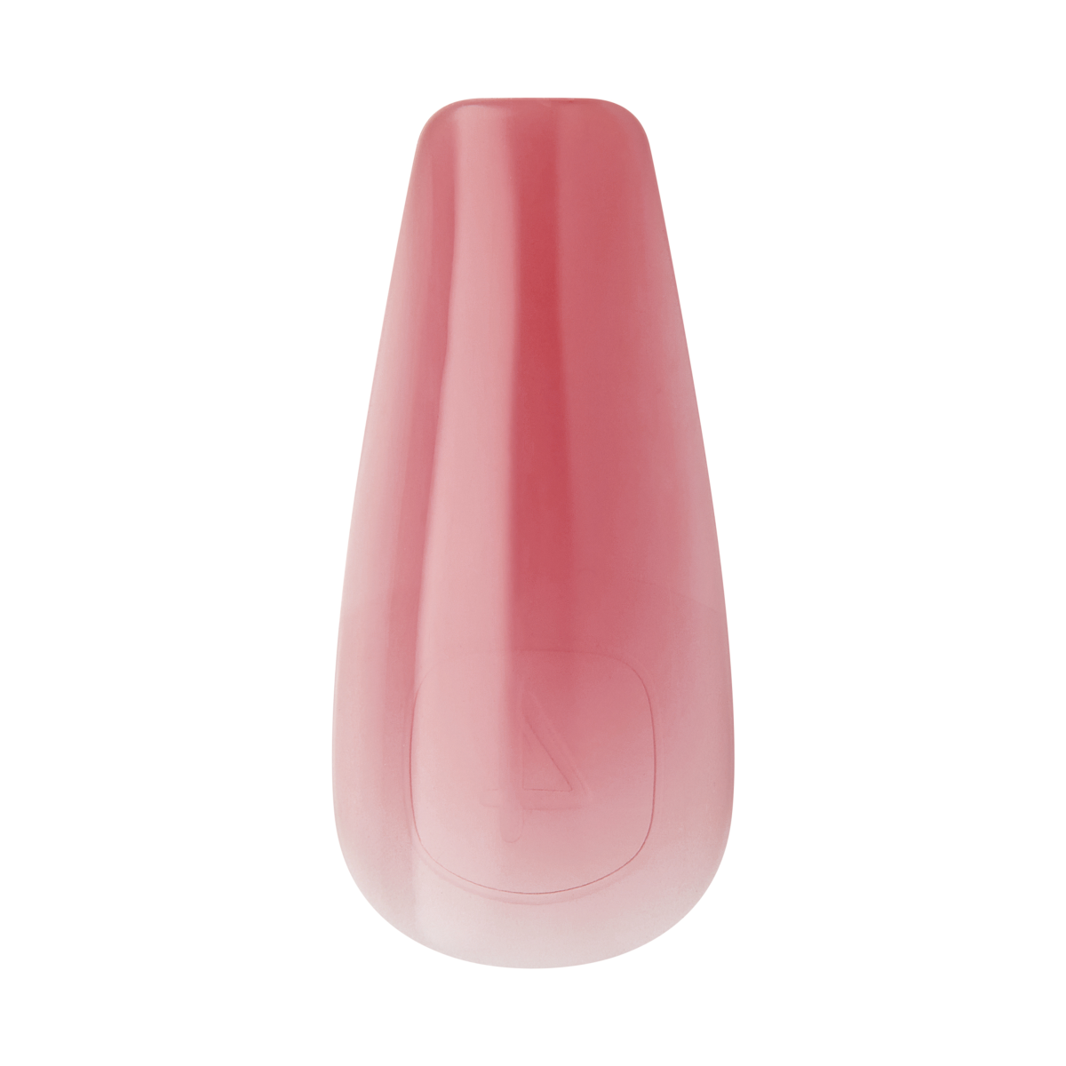 Single artificial nail tip in a gradient pink tone with a glossy finish and a faint number \