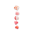Set of five press-on kids nails with playful designs including orange flowers, red hearts, pink swirls, and a red tip with white sparkles.