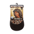 Leopard print silky satin visor bonnet cap in XL size displayed in packaging with a young woman modeling the bonnet and text highlighting \
