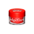 Small clear jar with a red inner container and red lid labeled \