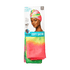 Multi-purpose KISS wrap scarf in soft satin, tie-dye colors of pink, green, and yellow, 60\