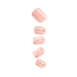 Five press-on manicure nails in wide fit, featuring a soft pink solid, pink glitter, and pink marble design arranged vertically on a white background.