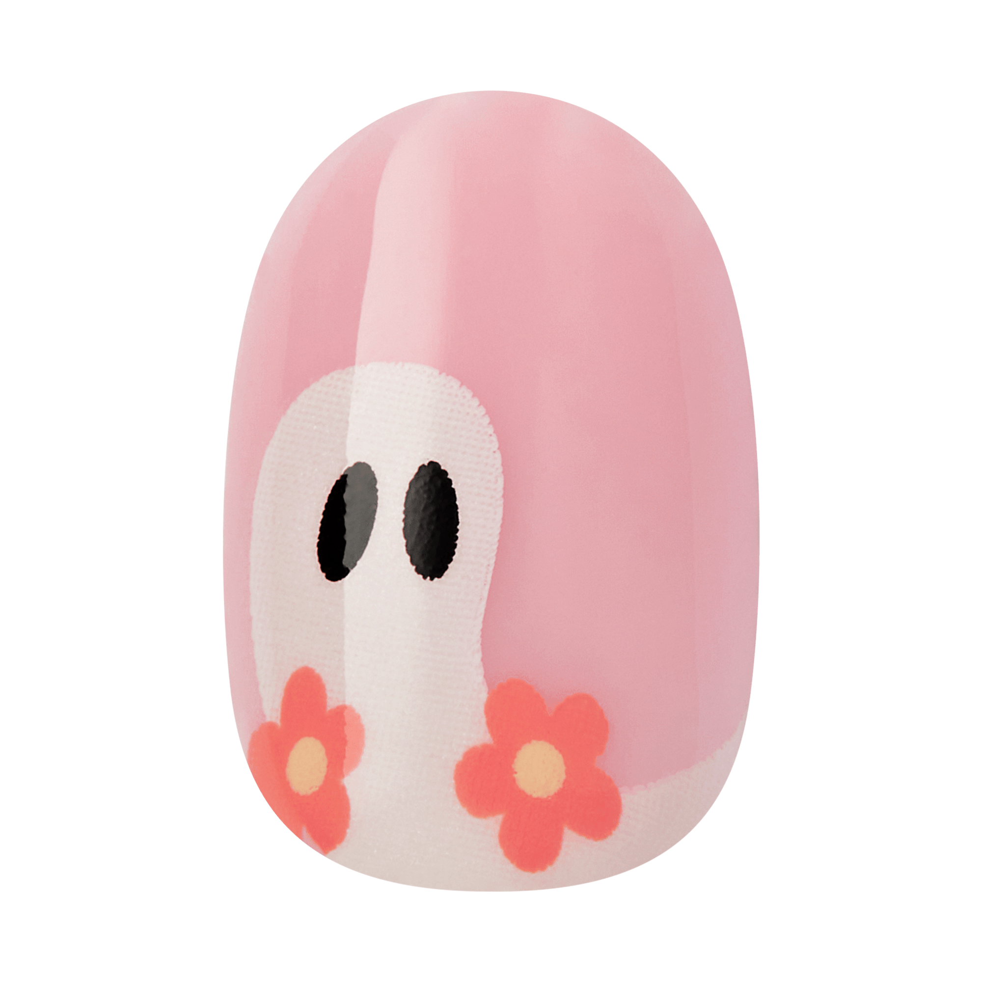 Kiss Haunt Halloween Press On Fake Glue Nails - Cursed But Cute | Design, Pink, Short, Round, Glow In The Dark