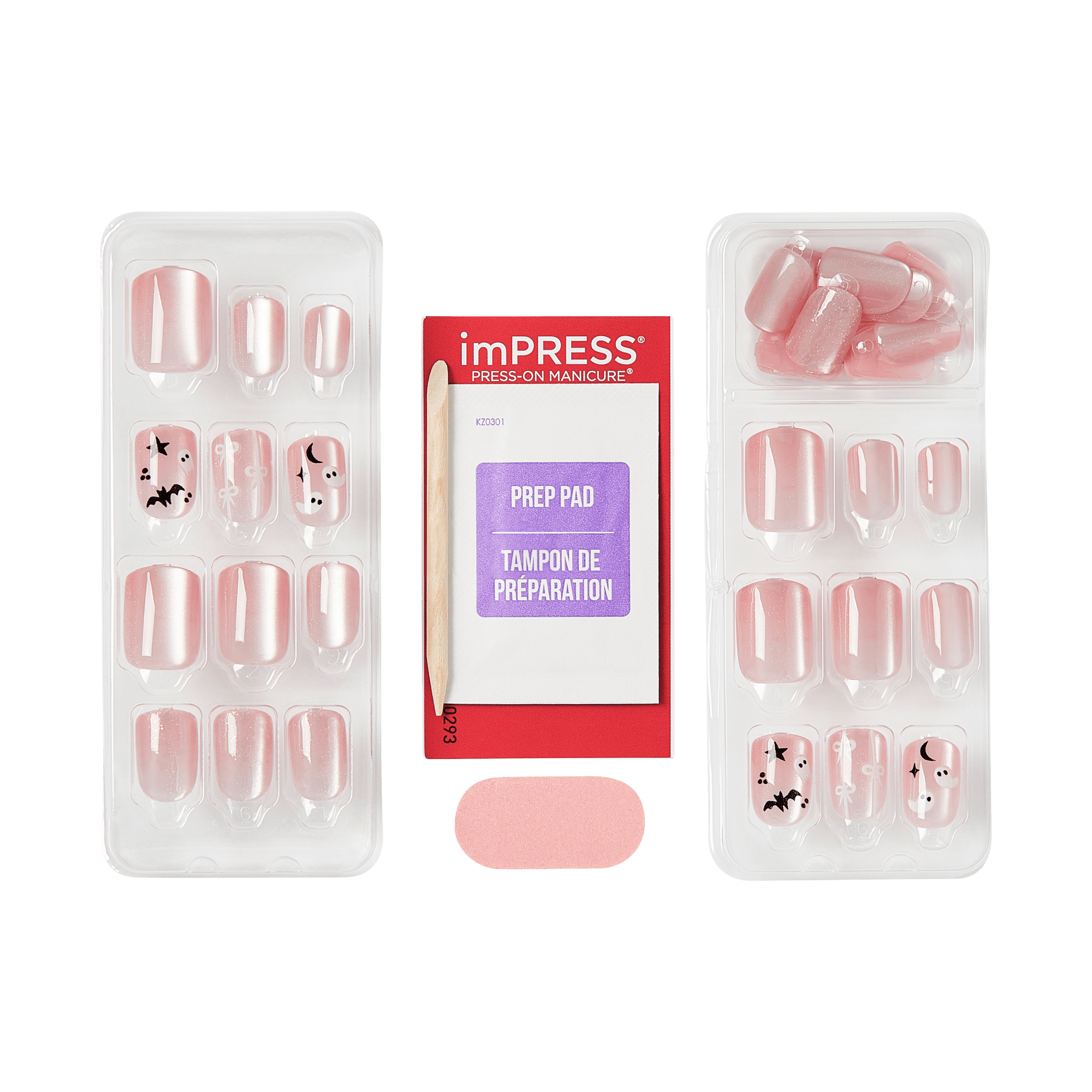 Impress Design Halloween No Glue Fake Press On Nails - Broom &amp; Bloom | Design, Pink, Short, Squoval, Glow In The Dark, Manicure