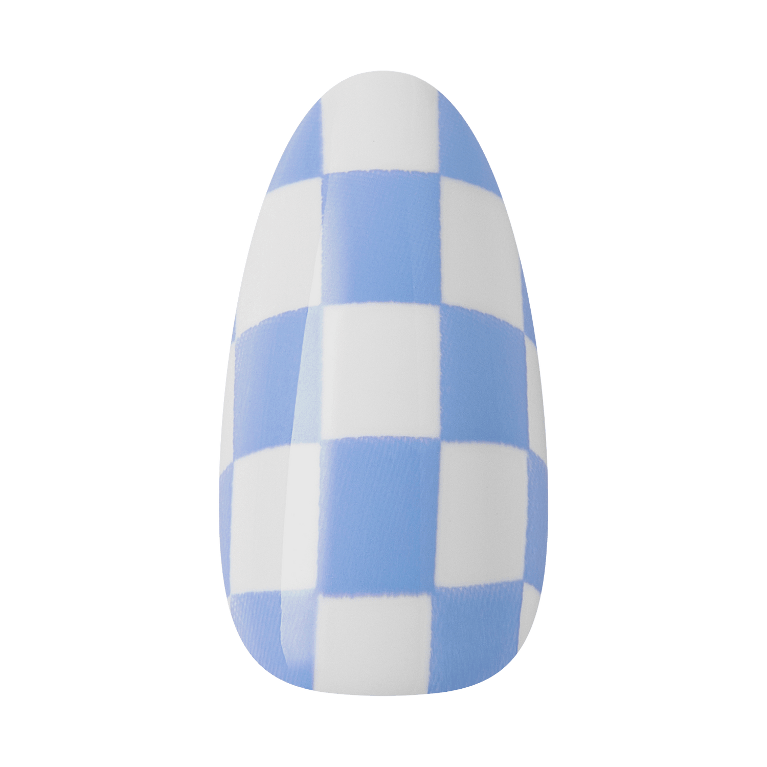 Blue and white checkered ironing board cover in egg shape