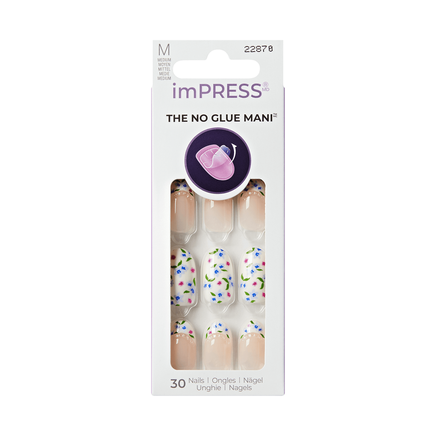 imPRESS THE NO GLUE MANI press-on nails, medium size, floral design