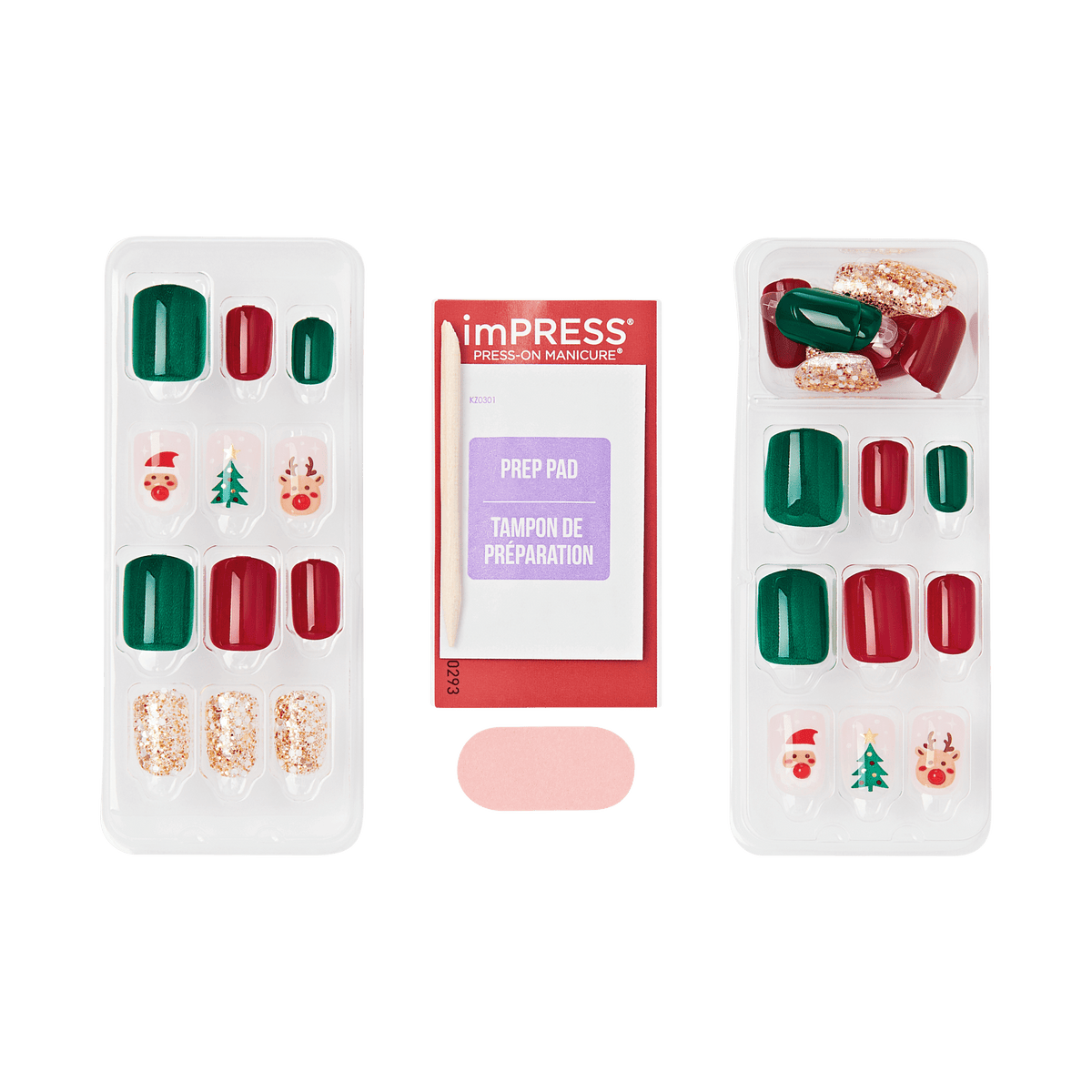 Impress Design Holiday No Glue Fake Press On Nails - Eve | Design, Multicolor, Short, Squoval, Manicure