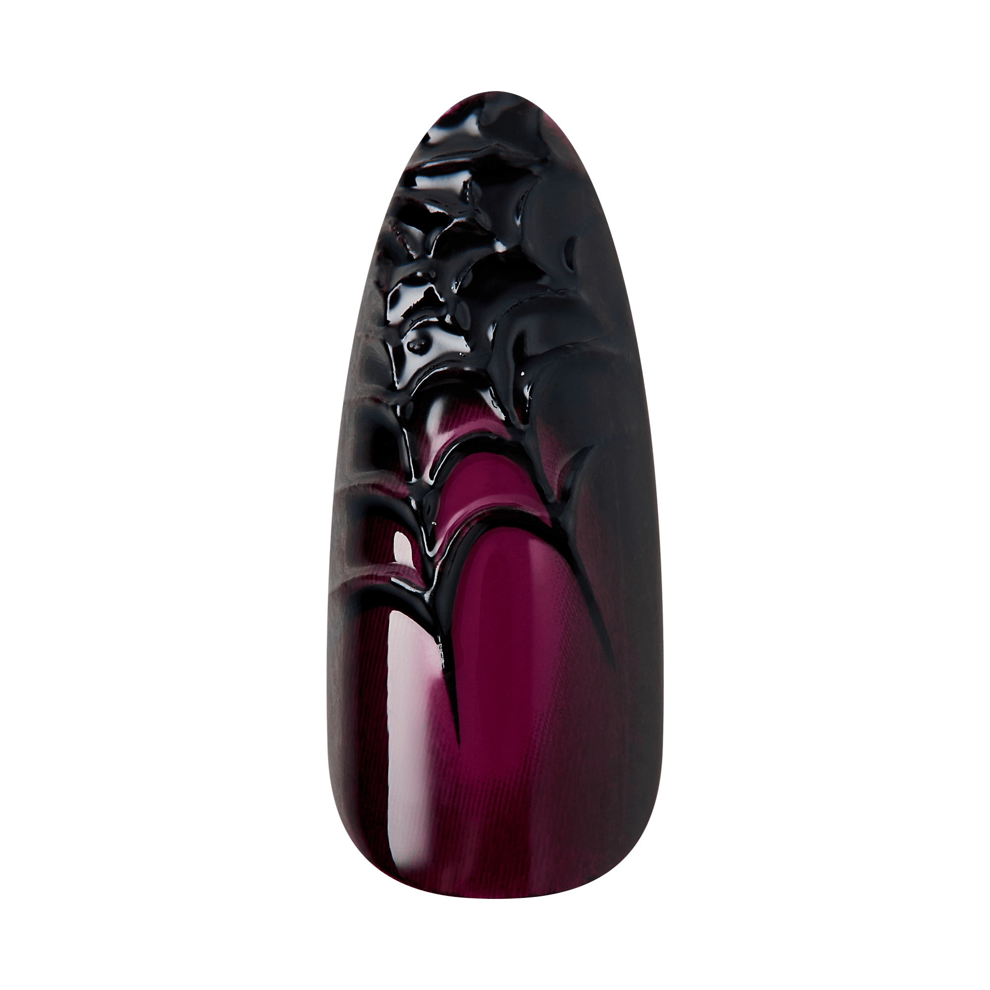 Kiss Haunt Halloween Press On Fake Glue Nails - Ghoulfriend | Design, Black &amp; Red, Long, Almond