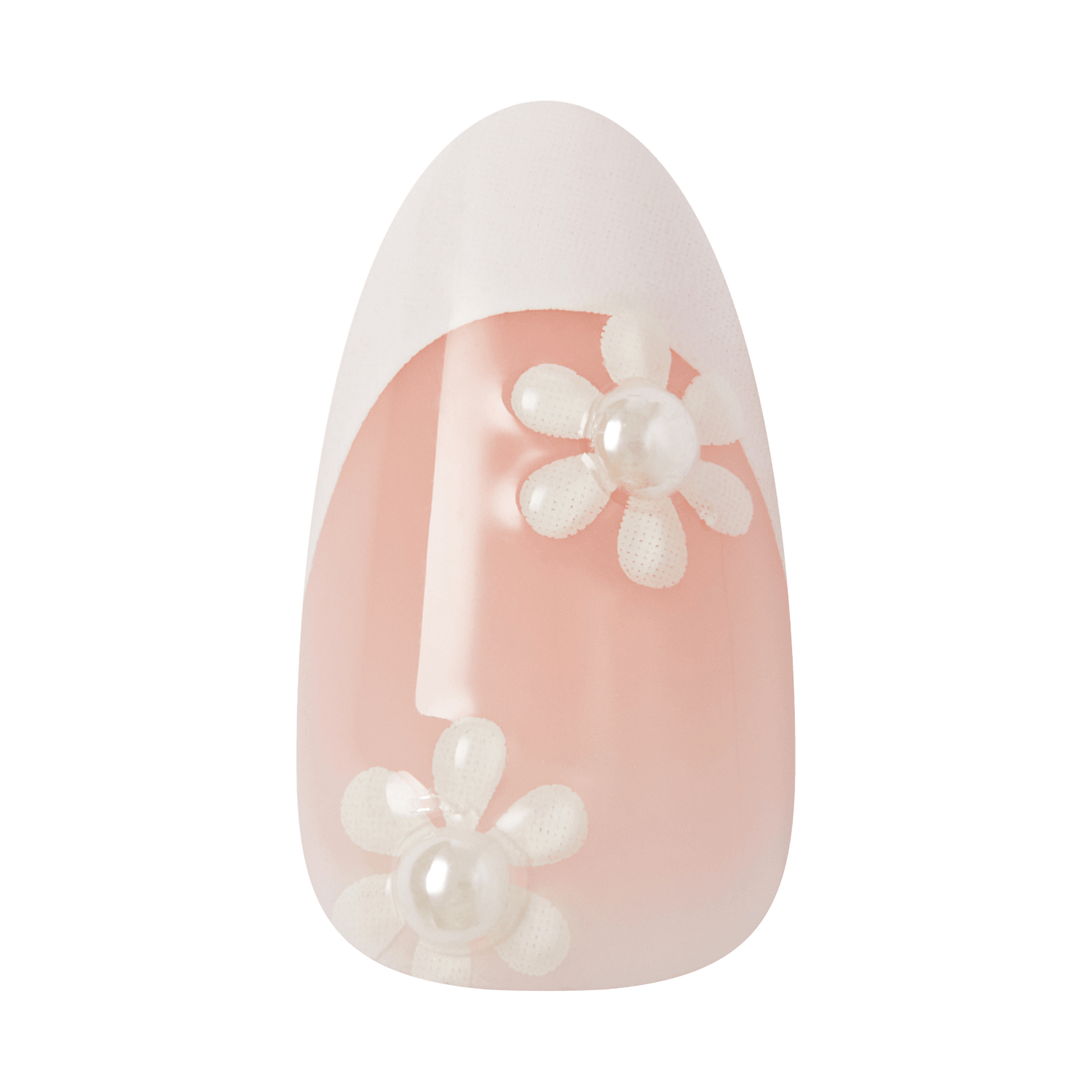 Kiss Glam Jeweled Press On Fake Glue Nails - Crystal Bloom | 3D &amp; Jeweled French Design, White, Medium, Almond
