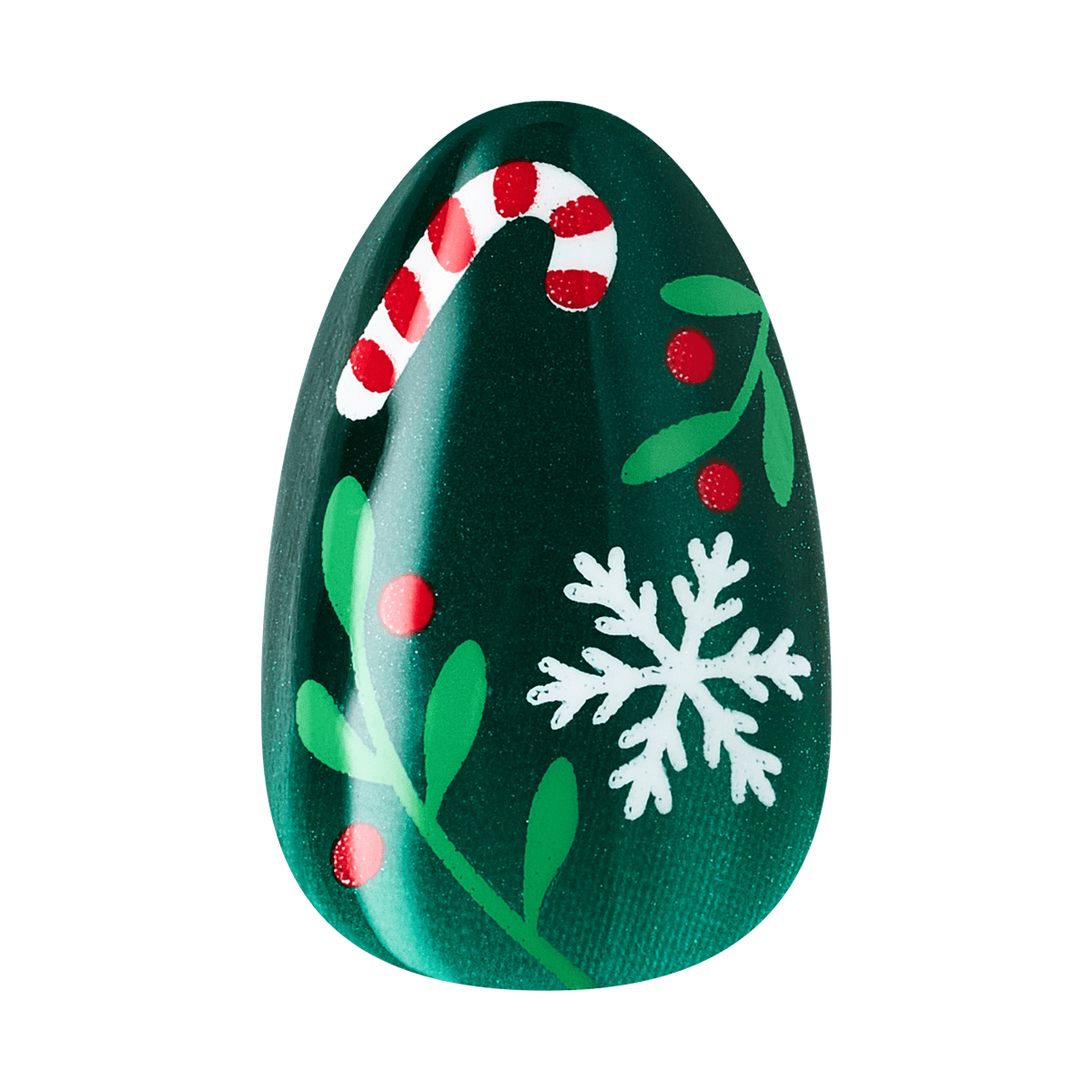 Kiss Merry Holiday Press On Fake Glue Nails Almond - Gifted Glam | Design, Green, Short, Almond