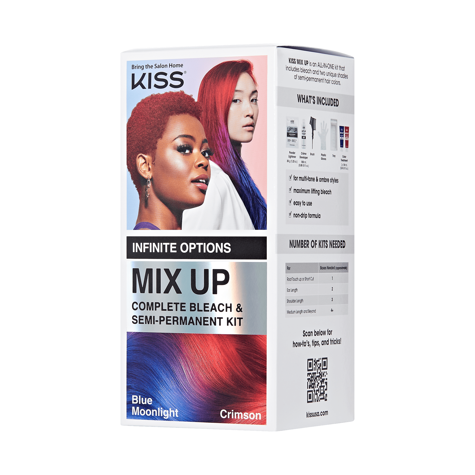 KISS Mix Up Complete Bleach &amp; Semi-Permanent Hair Color Kit in Blue Moonlight and Crimson