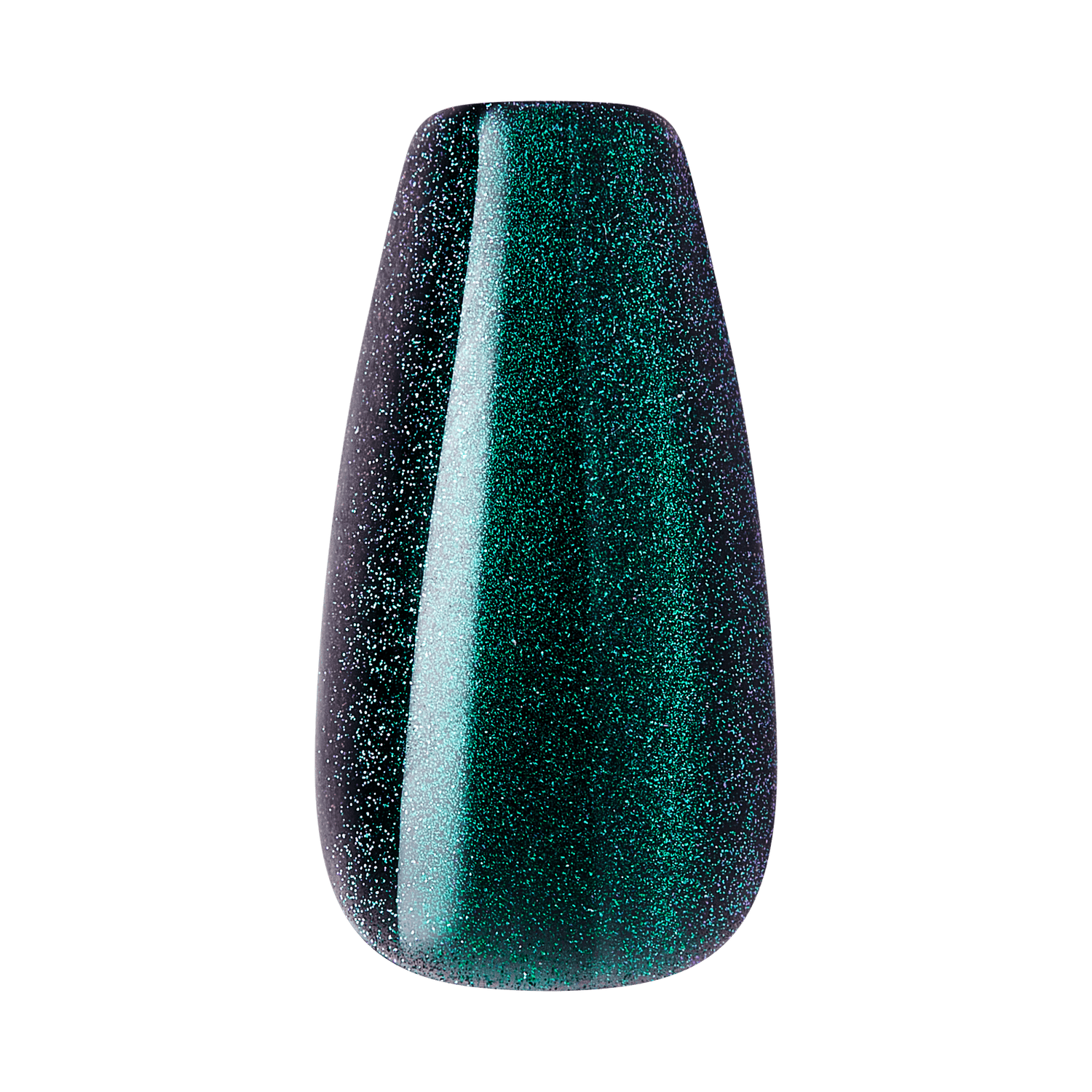 Glitter nail polish swatch showing dark purple to teal ombre effect