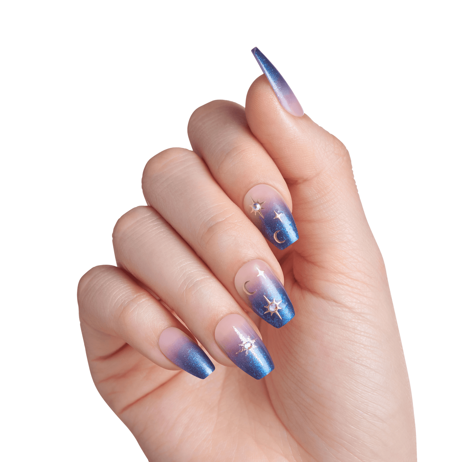 Impress Design Halloween No Glue Fake Press On Nails - Fatal Spell | Design, Blue, Medium, Coffin, Glow In The Dark, Manicure