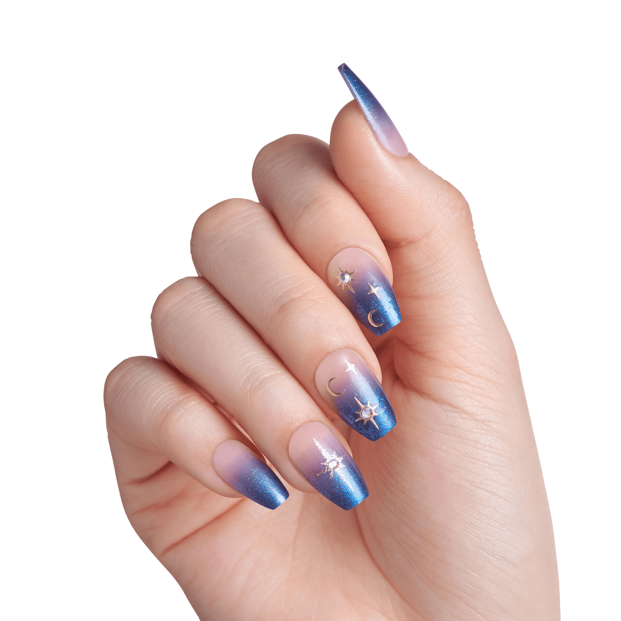 Impress Design Halloween No Glue Fake Press On Nails - Fatal Spell | Design, Blue, Medium, Coffin, Glow In The Dark, Manicure