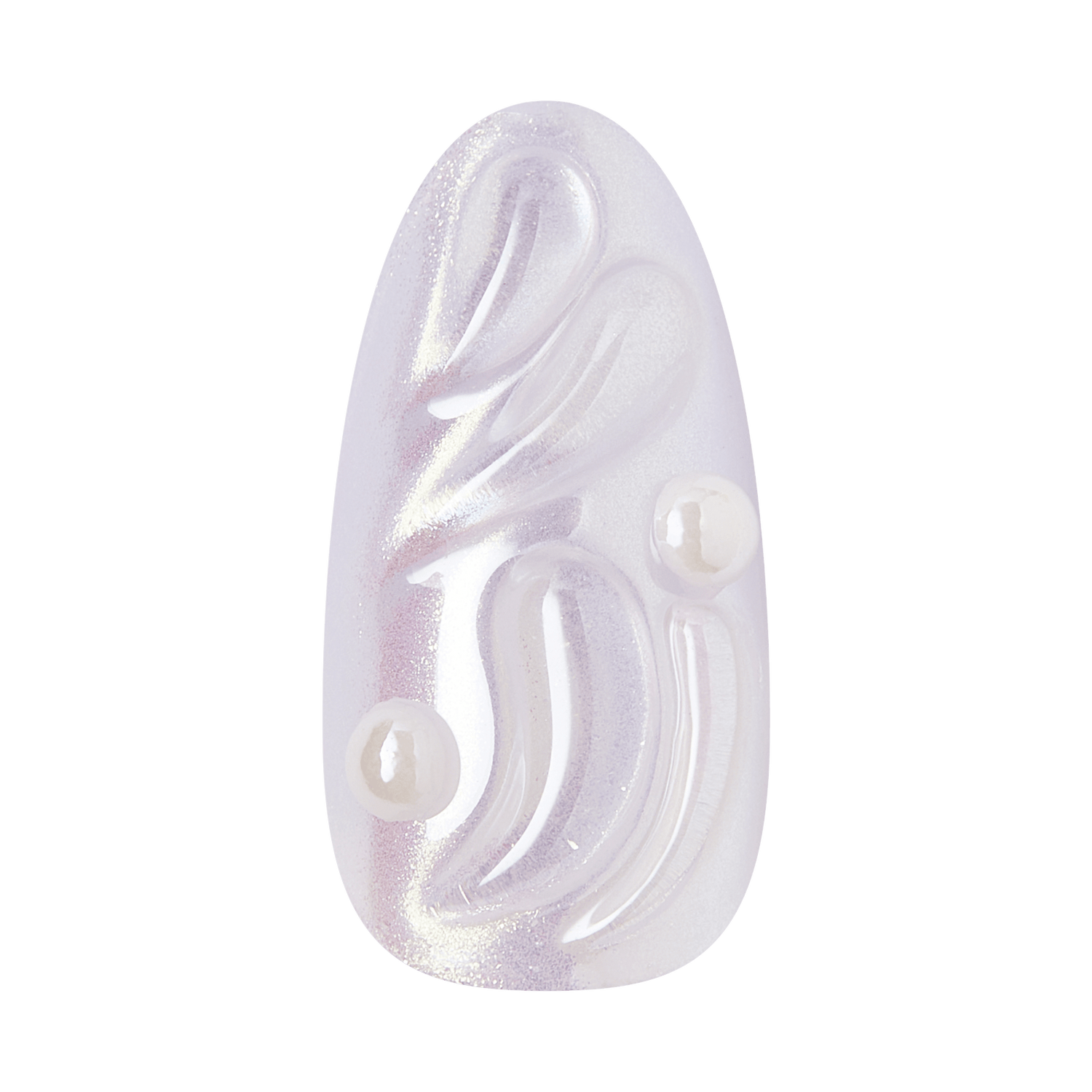 Translucent lavender nail art charm with swirl design and pearl accents