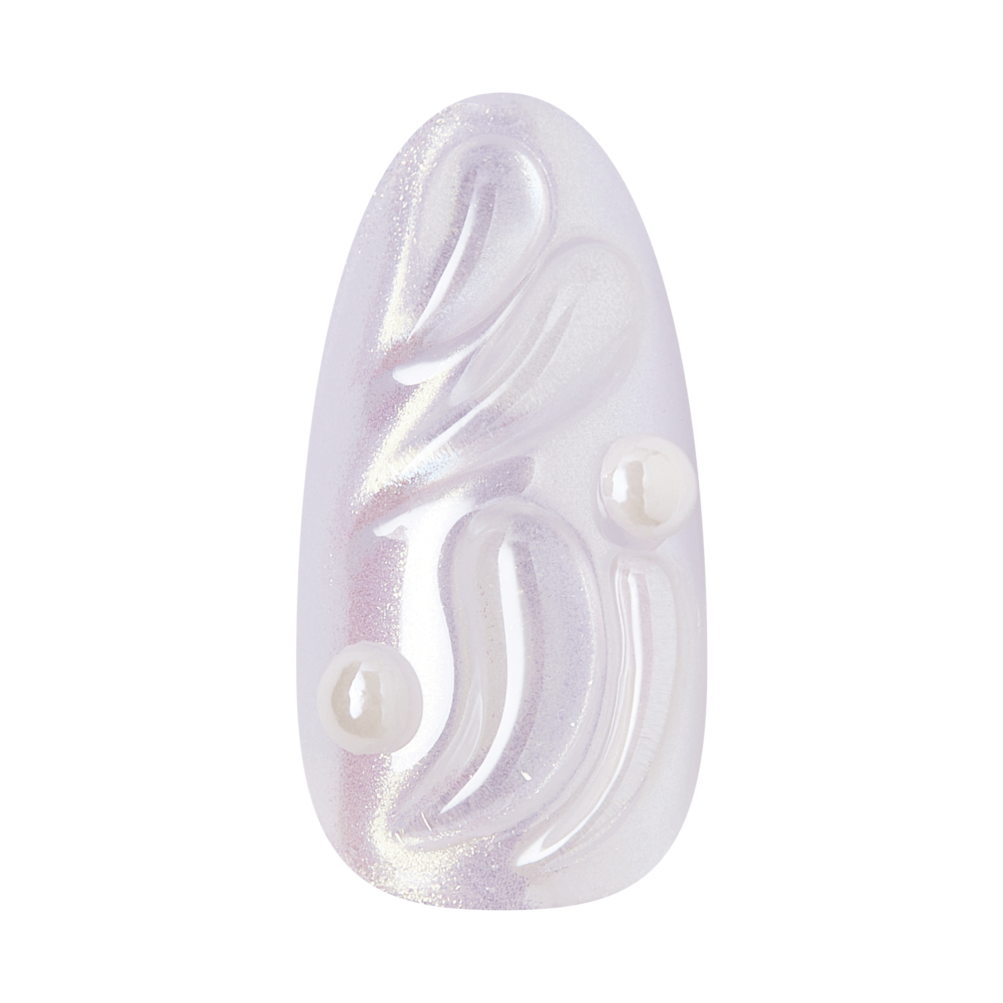 Translucent lavender nail art charm with swirl design and pearl accents