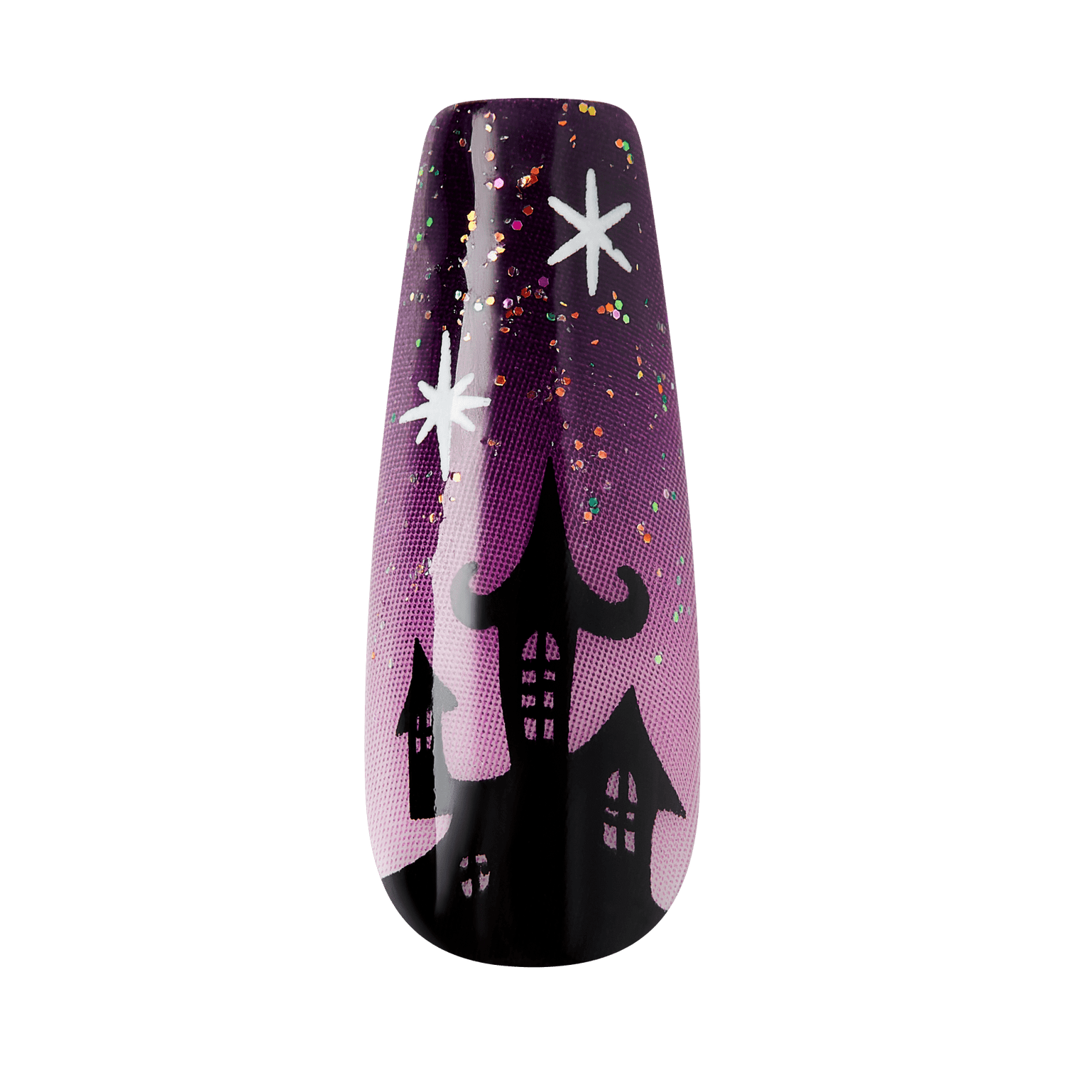 Kiss Haunt Halloween Press On Fake Glue Nails - After Dark | Design, Purple, Long, Coffin, Glow In The Dark