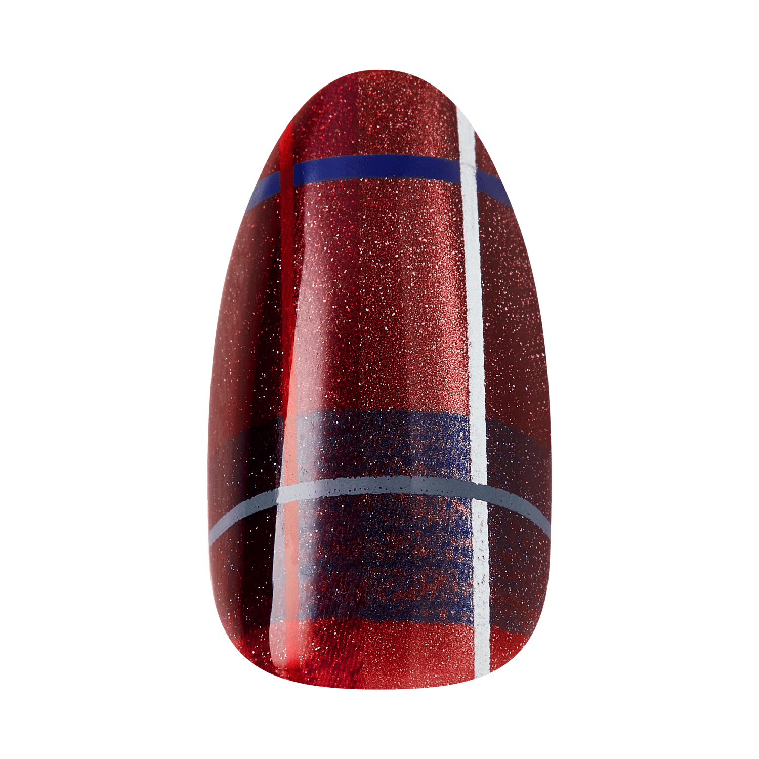 Kiss Glam Embellished Press On Fake Glue Nails - Mirror | 3D &amp; Jewel Design, Red, Medium, Almond