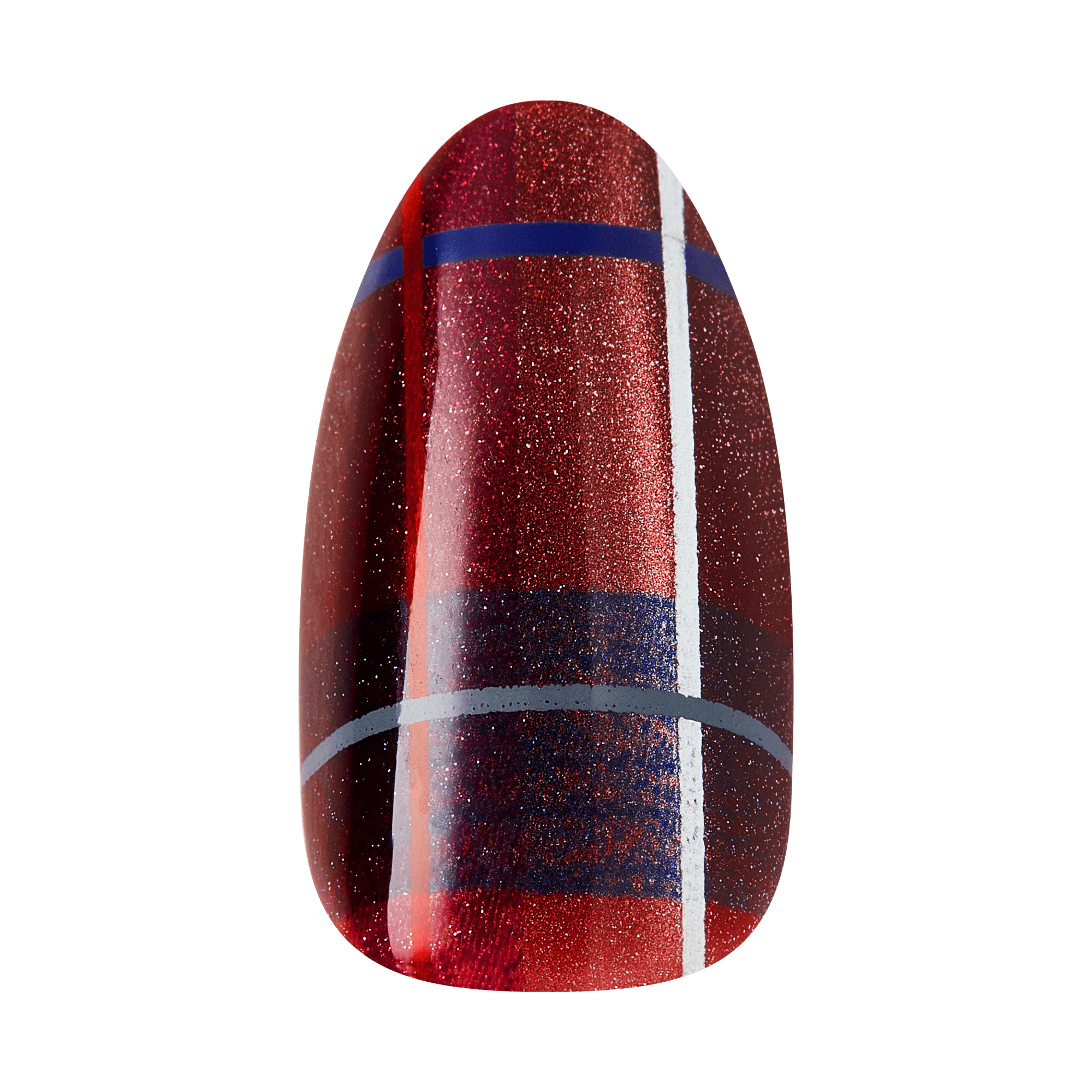 Kiss Glam Embellished Press On Fake Glue Nails - Mirror | 3D &amp; Jewel Design, Red, Medium, Almond