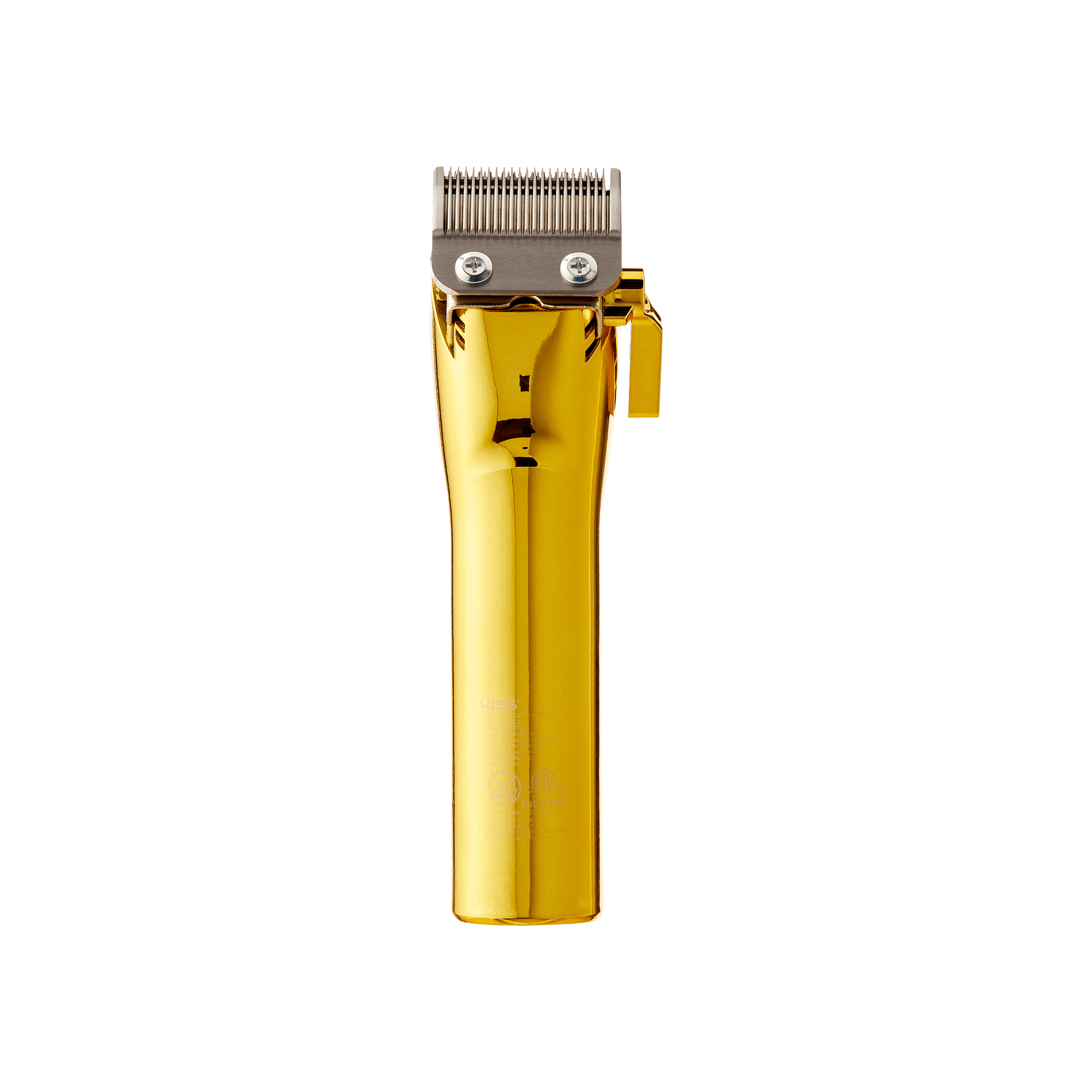 Gold cordless hair clipper with stainless steel blade and side controls