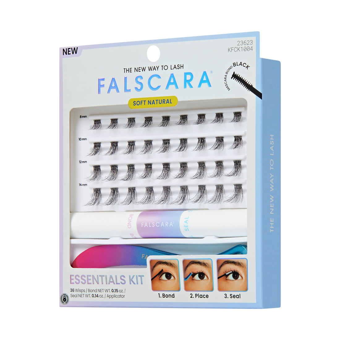 Falscara Soft Natural Essentials Kit with false lashes, bond, and seal applicator