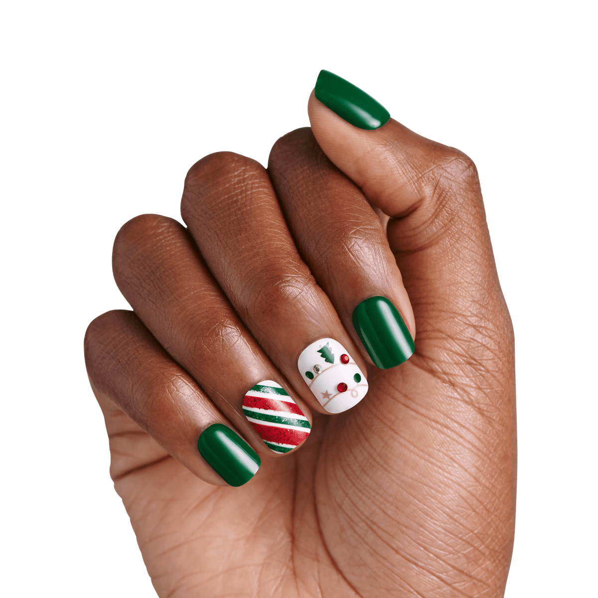 Impress Design Holiday No Glue Fake Press On Nails - Bliss | Design, Multicolor, Short, Squoval, Manicure