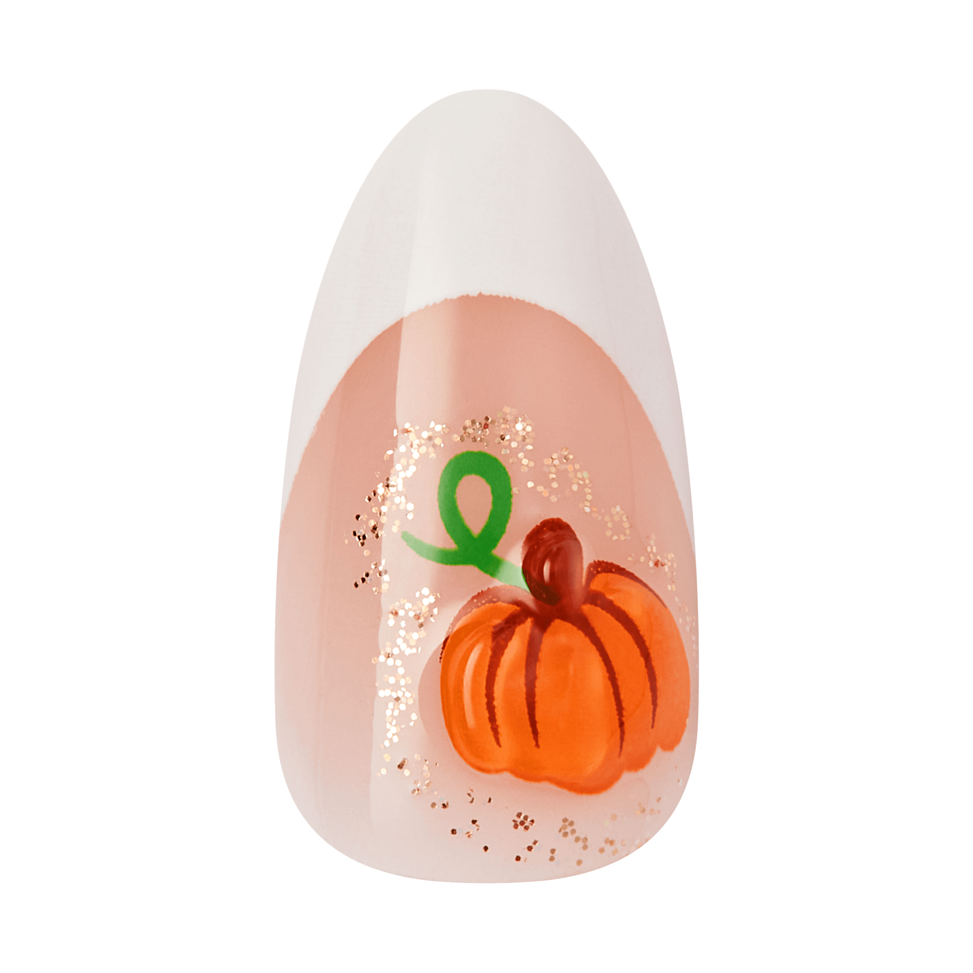 Kiss Haunt Halloween Press On Fake Glue Nails - Spook Me | French Design, White, Medium, Almond, Glow In The Dark
