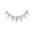 The image shows a single strip of false eyelashes. The lashes are black and have a wispy, natural look with varying lengths. The strip is curved to fit the natural shape of the eyelid. The lashes are spaced out unevenly, giving them a more voluminous and fluttery appearance.