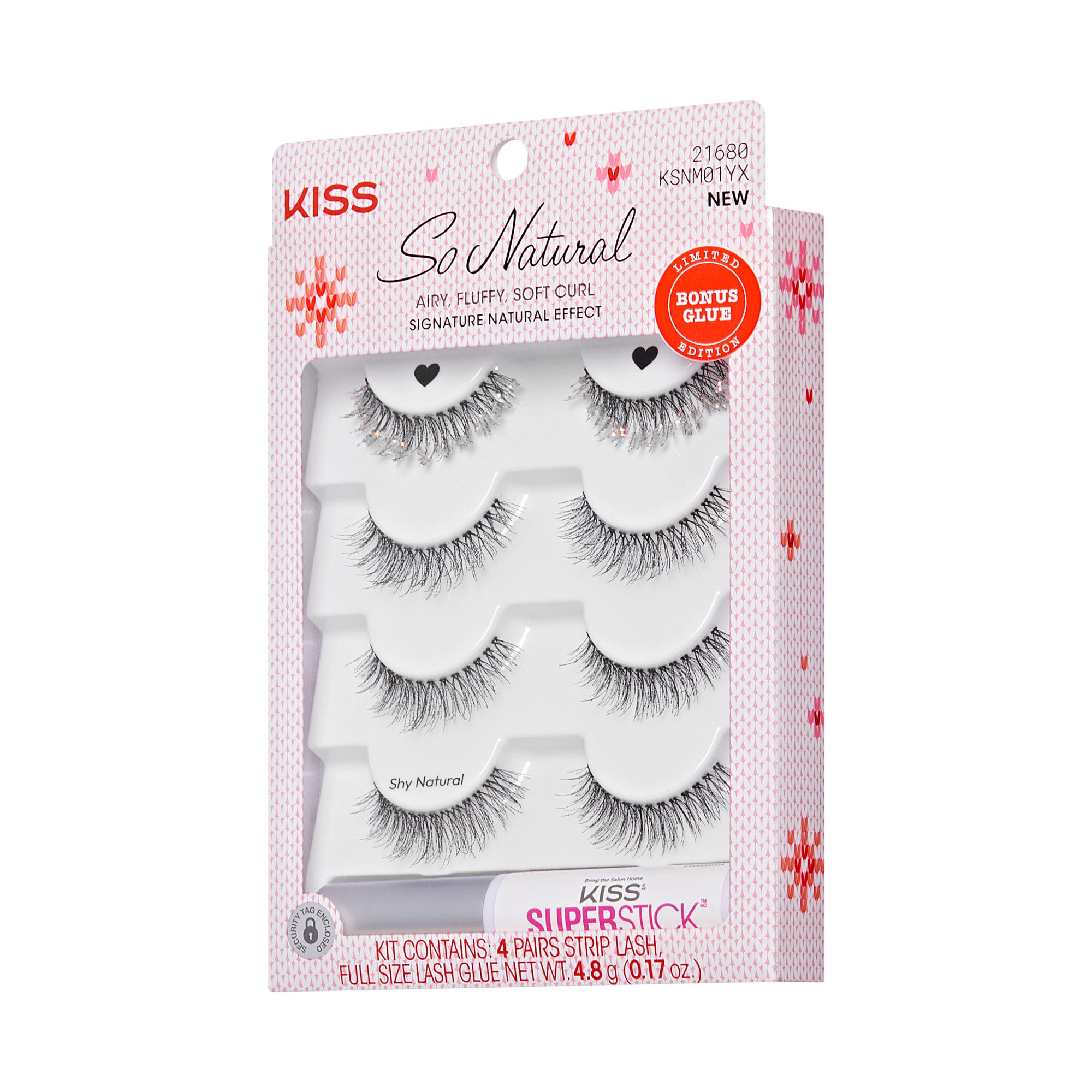 KISS So Natural false eyelashes kit with 4 pairs and bonus glue, limited edition.