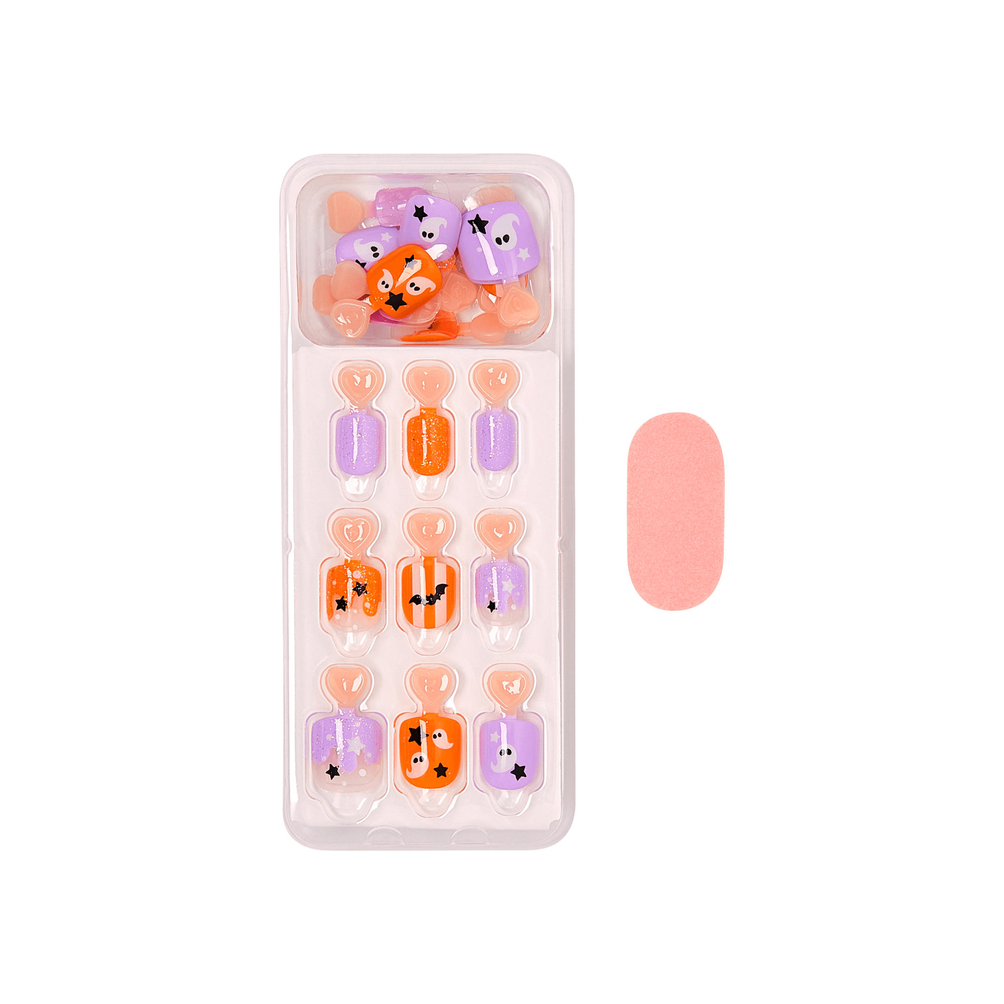 Impress Kids Halloween No Glue Fake Press On Nails - Boo! | Design, Purple &amp; Orange, Kids, Squoval, Glow In The Dark, Manicure