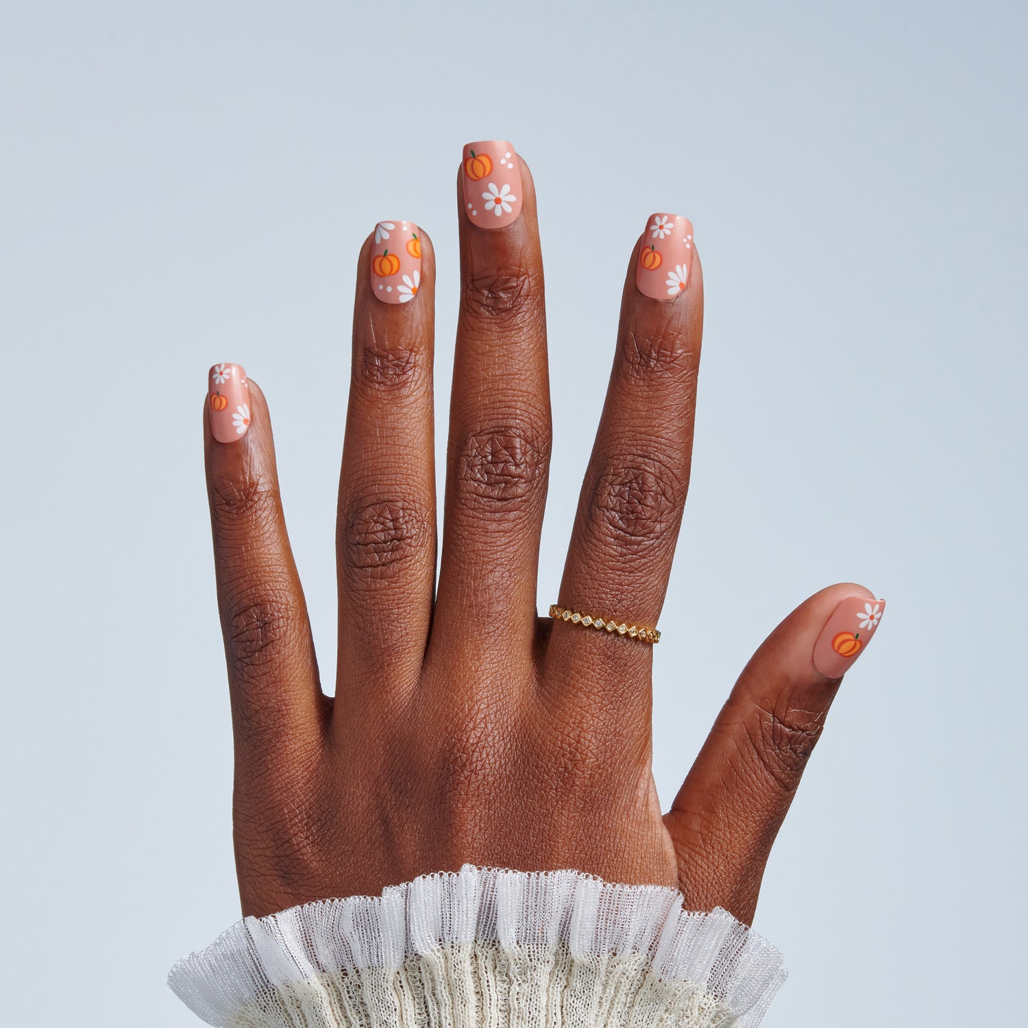 Kiss Haunt Halloween Press On Fake Glue Nails - Nailed By Night | Design, Orange, Short, Squoval, Glow In The Dark