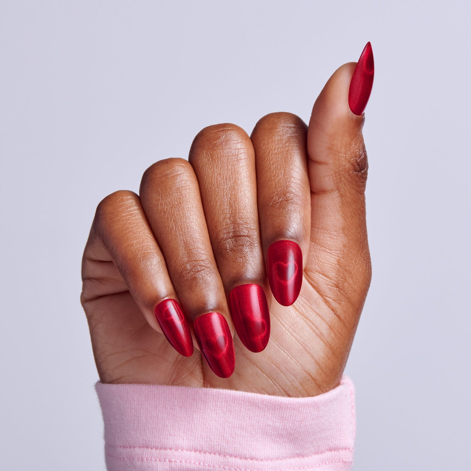 Kiss Glam Embellished Press On Fake Glue Nails - Famous | 3D &amp; Jewel Design, Red, Medium, Almond