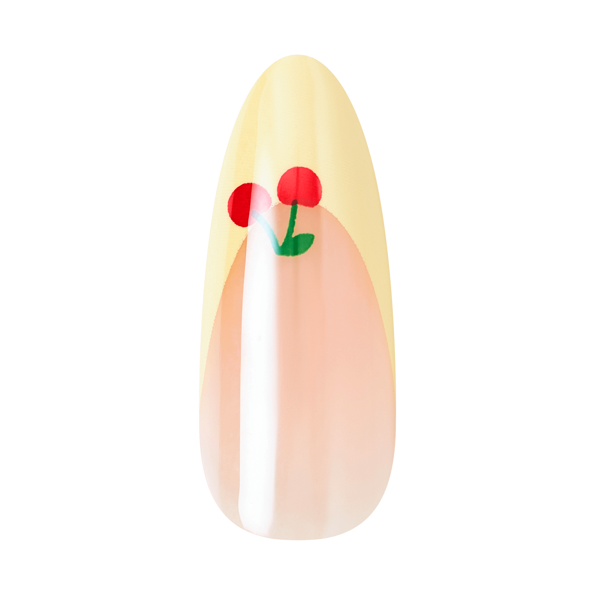 Kiss Core Design Press On Fake Glue Nails - Post Summer | French Design, Yellow, Long, Almond