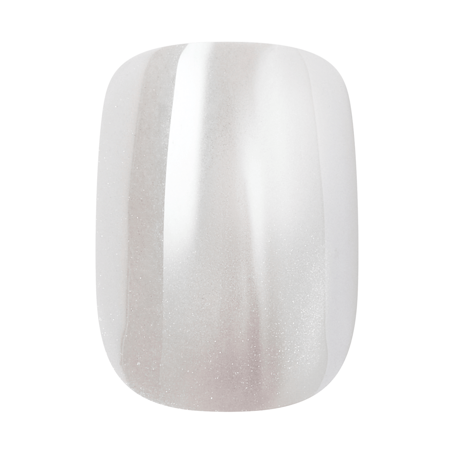 Glossy white press-on nail with subtle shimmer and gradient finish