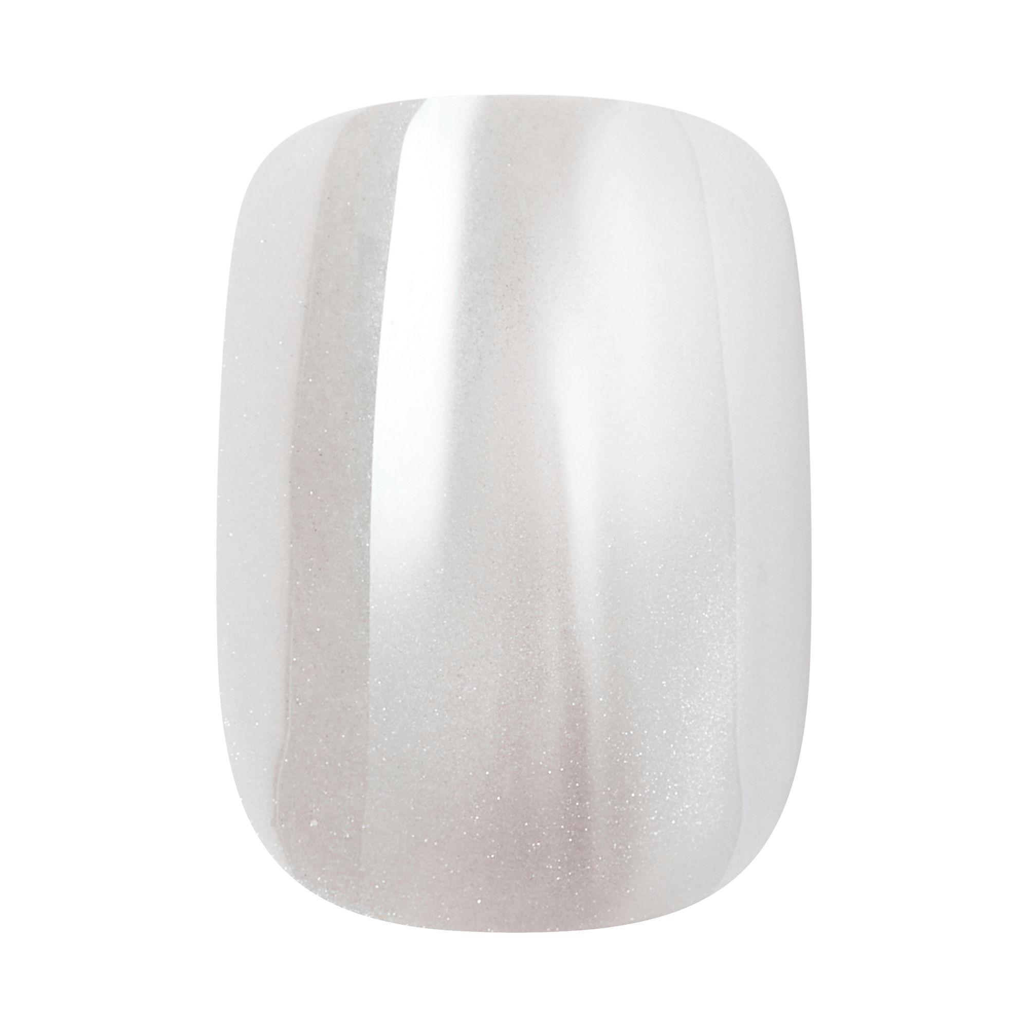 Glossy white press-on nail with subtle shimmer and gradient finish