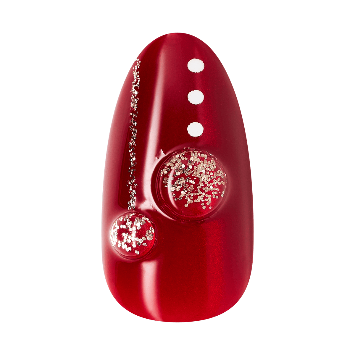 Kiss Merry Holiday Press On Fake Glue Nails - Deck The Nails | Design, Red &amp; White, Medium, Almond
