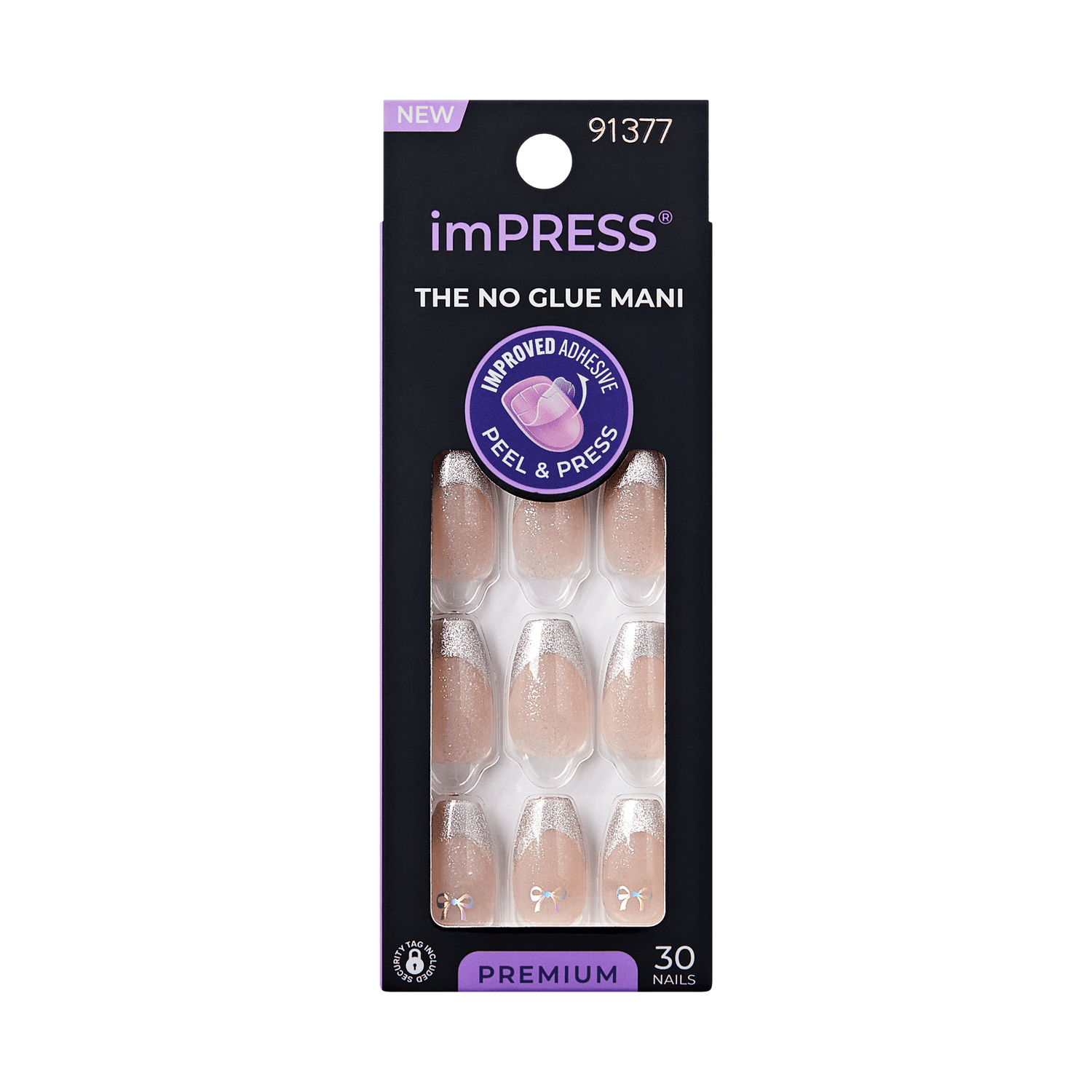 imPRESS No Glue Mani press-on nails in nude glitter, 30 nails