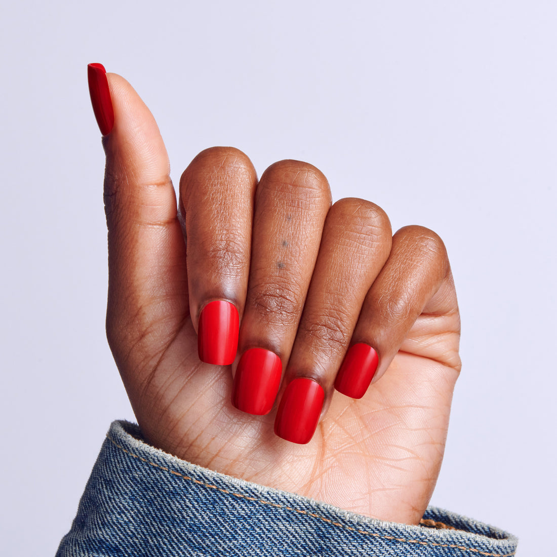 Kiss Core Color Press On Fake Glue Nails - Center of Attention | Solid, Red, Short, Squoval