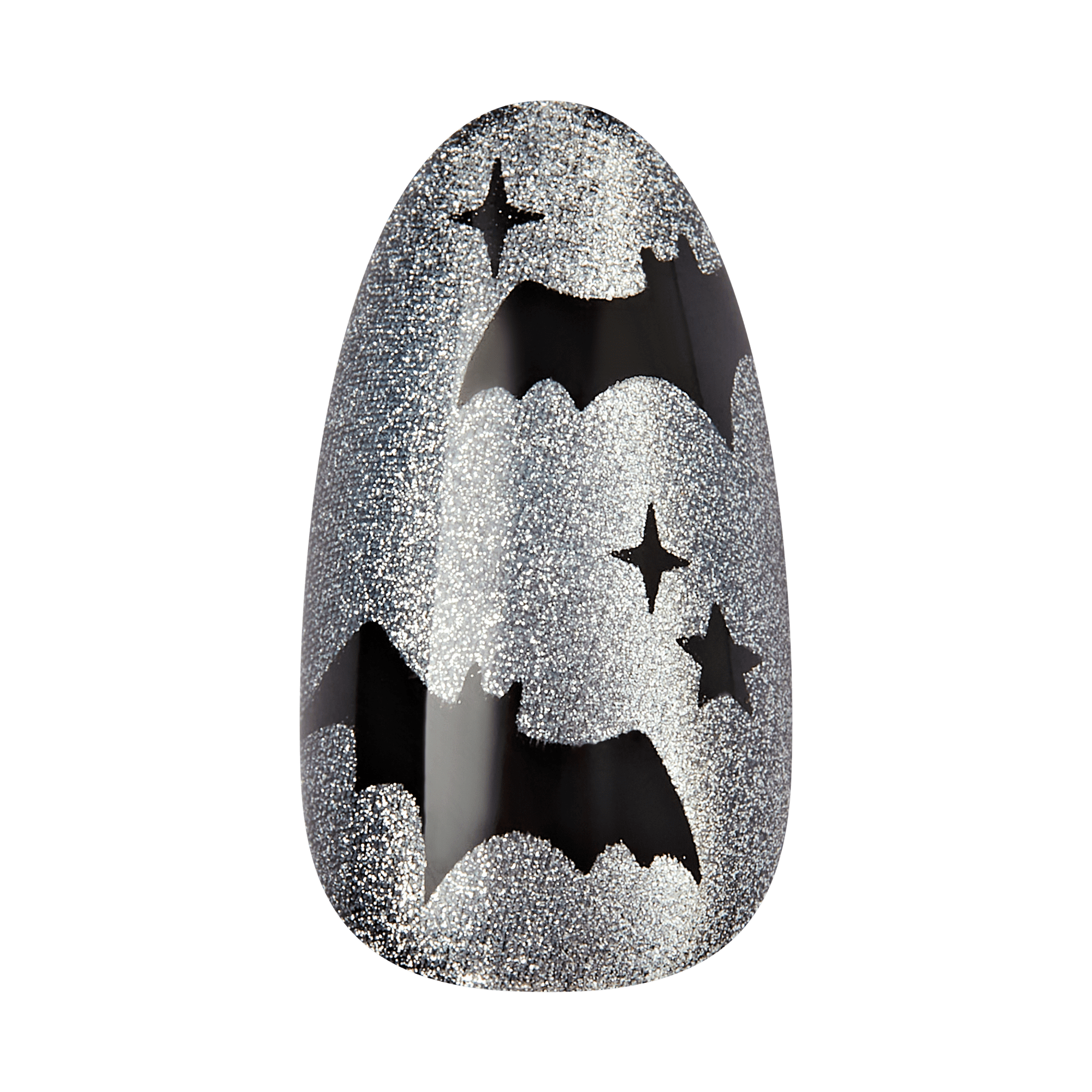 Kiss Haunt Halloween Press On Fake Glue Nails - Vamp It Up | Design, Black, Medium, Almond, Glow In The Dark