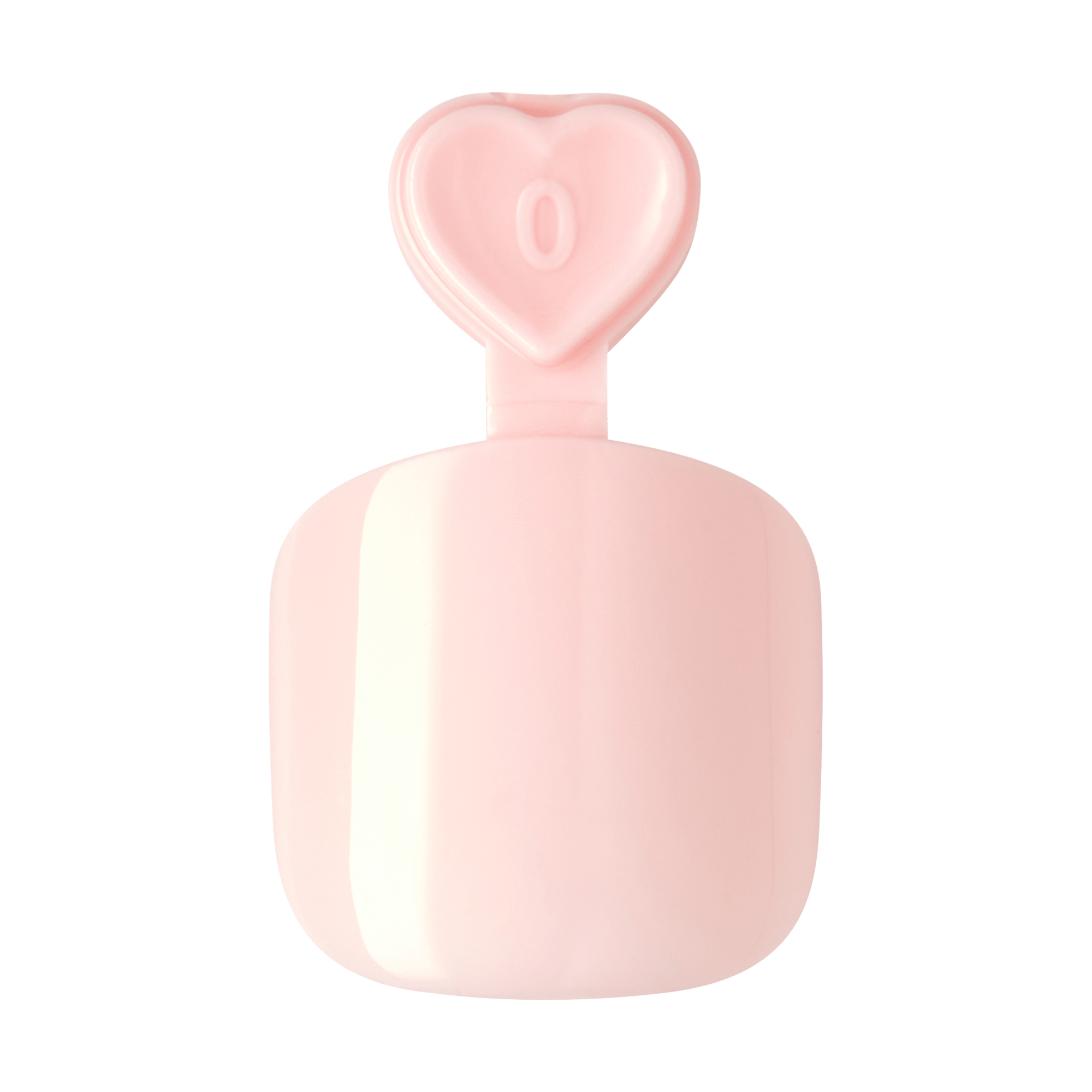 Soft pink press-on nail with a rounded square shape and a heart-shaped tip labeled with the number 0, showing the smallest size option.