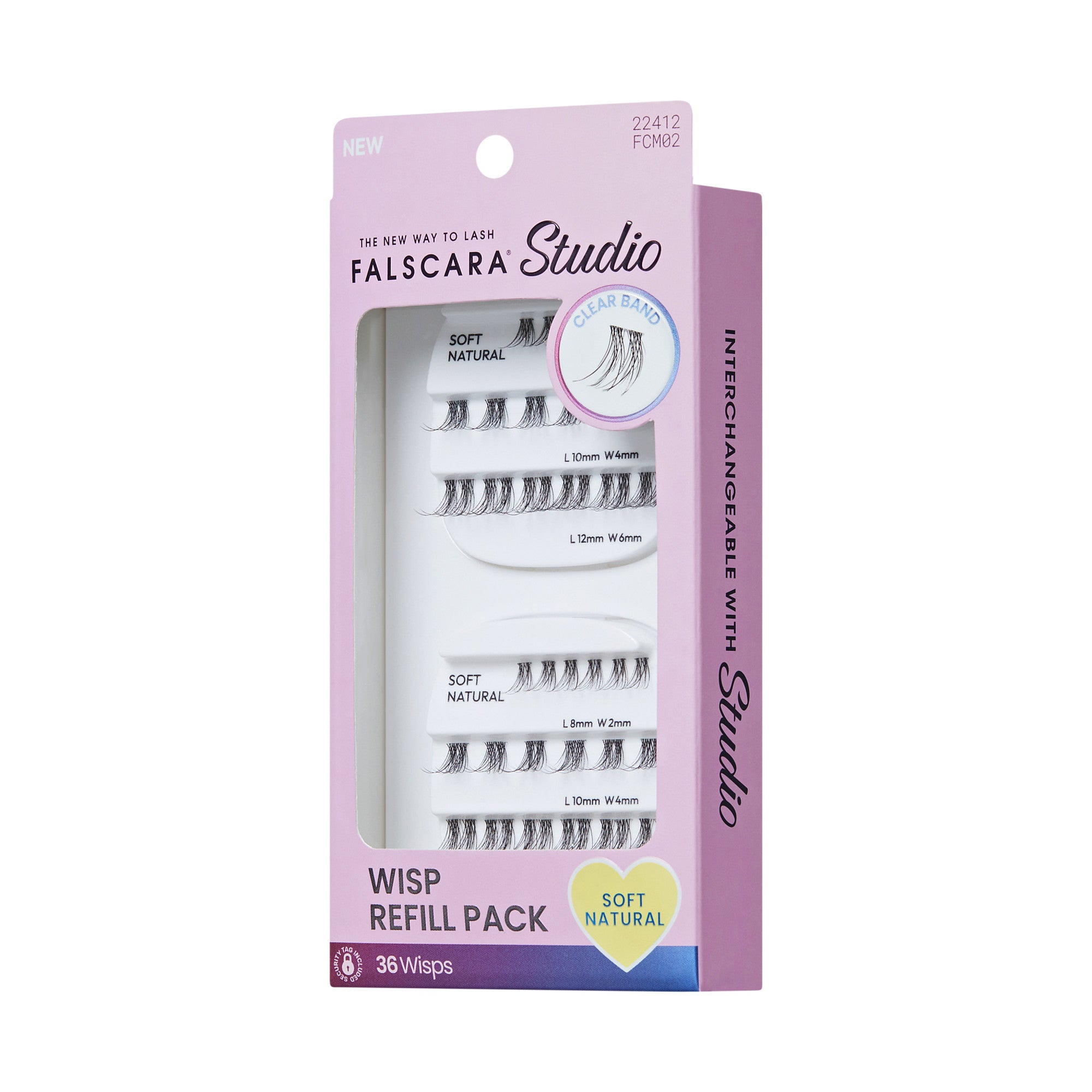 Falscare Studio Wisp Refill Pack with 36 soft natural lashes in multiple lengths.