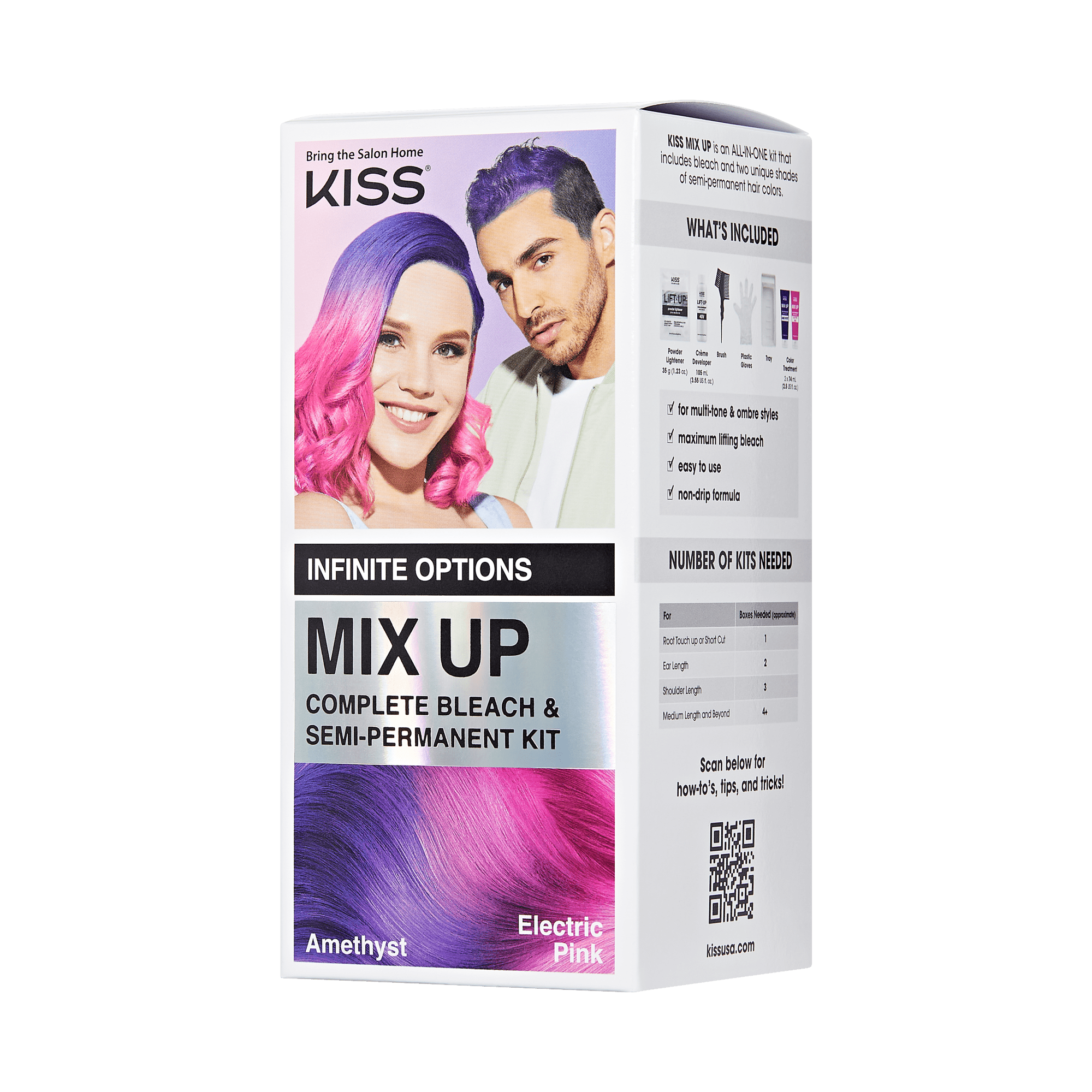 KISS Mix Up Complete Bleach &amp; Semi-Permanent Hair Color Kit in Amethyst and Electric Pink